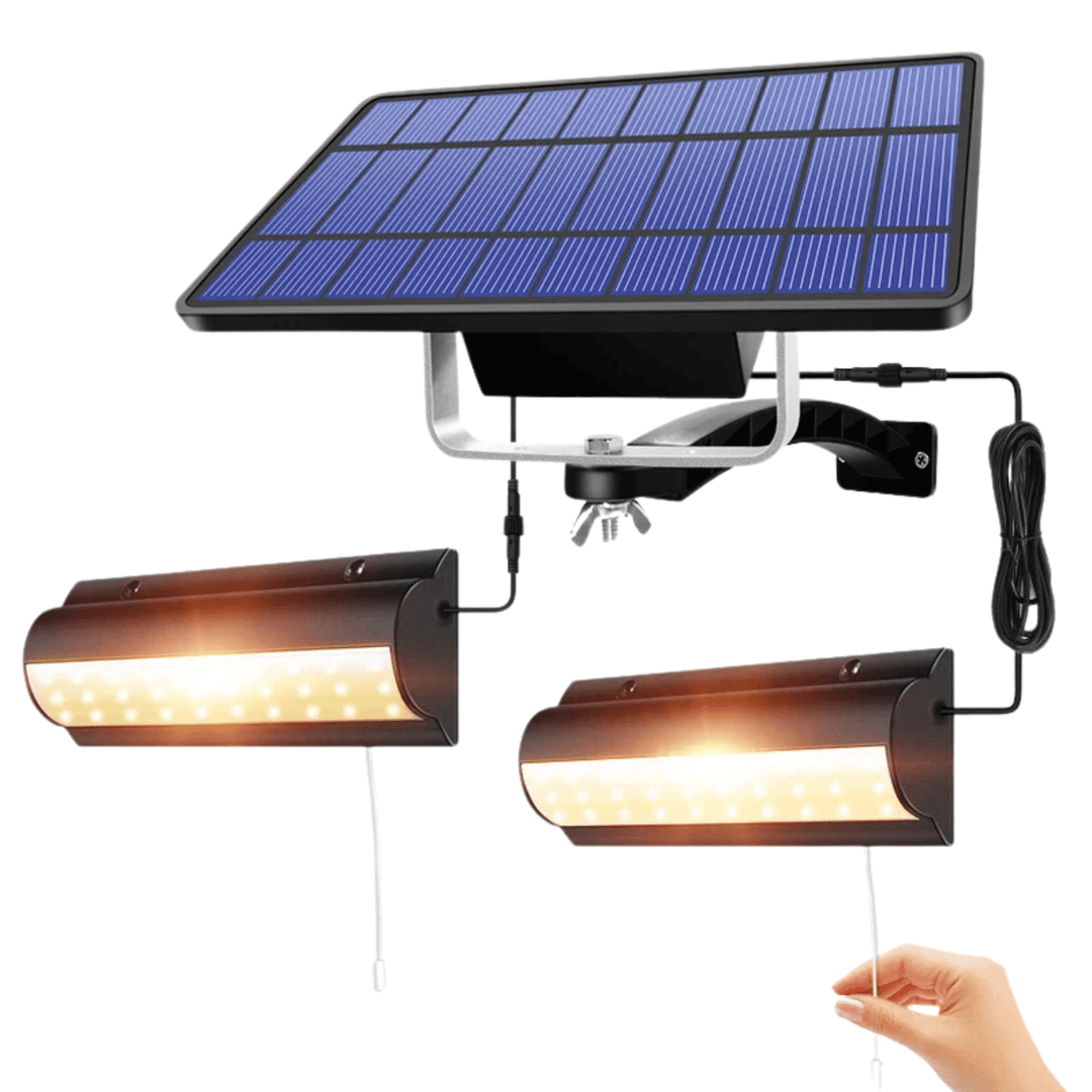 Skanto | Solar-Pendelleuchte für den Außenbereich | Doppel- oder Einzelkopf, IP65 wasserdicht & solarbetrieben für Terrassen, Scheunen und Innenräume