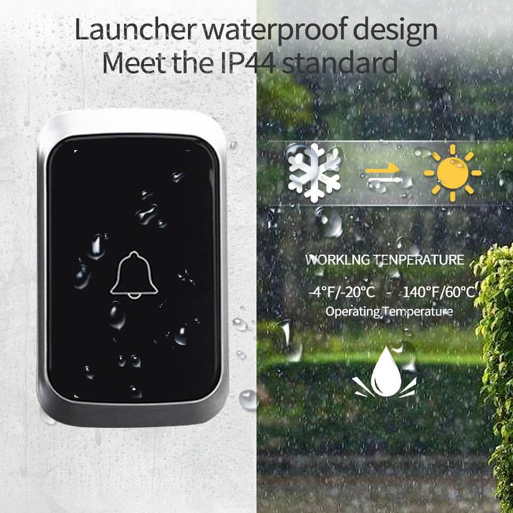 Skanto | Kabellose wasserdichte Türklingel mit LED-Blitz – Einfache Installation, einstellbare Lautstärke & 36 Melodien