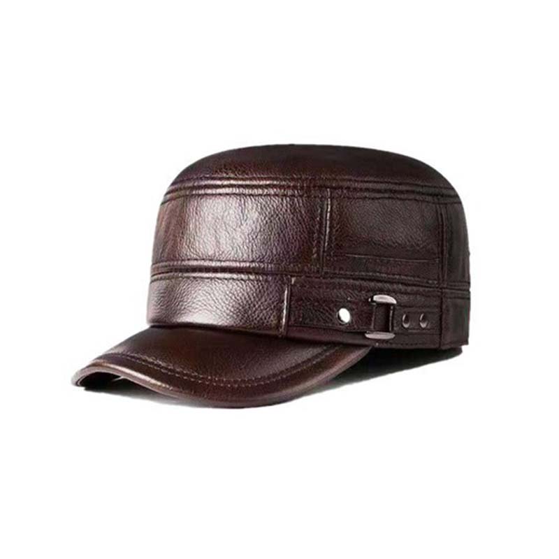Skanto | Neue Herren Wintermütze mit Lammfell-Ohrenschutz und flacher Krempe