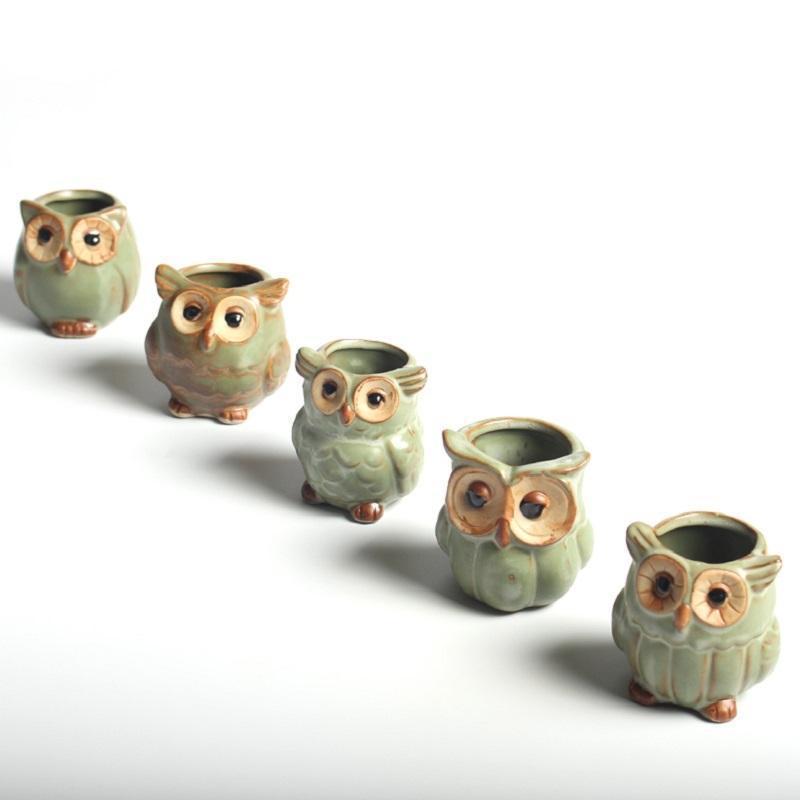 Skanto | Eulen-Keramik-Blumentopf-Set 5-teilig