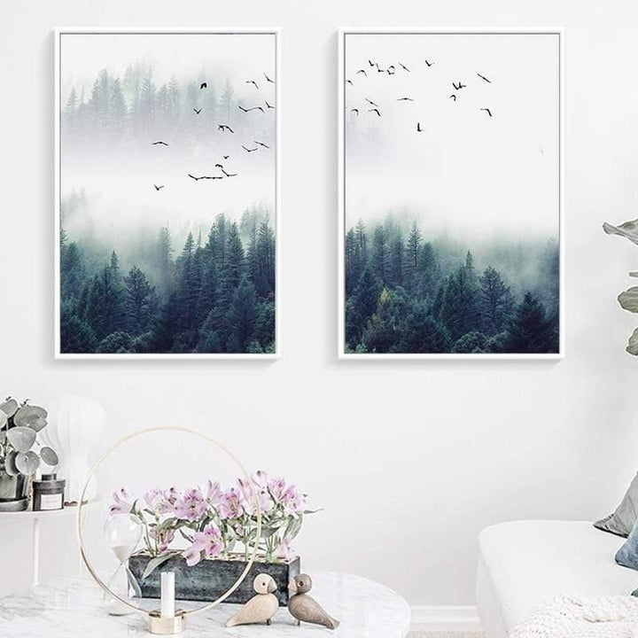 Skanto | 3-teilige nordische Waldlandschaft Wandkunst