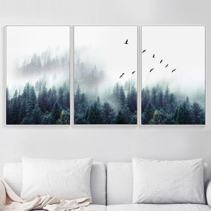 Skanto | 3-teilige nordische Waldlandschaft Wandkunst