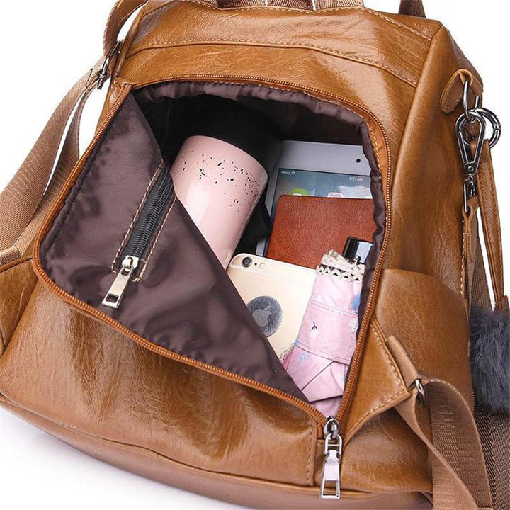 Skanto | Anti-Diebstahl Lederrucksack für Damen