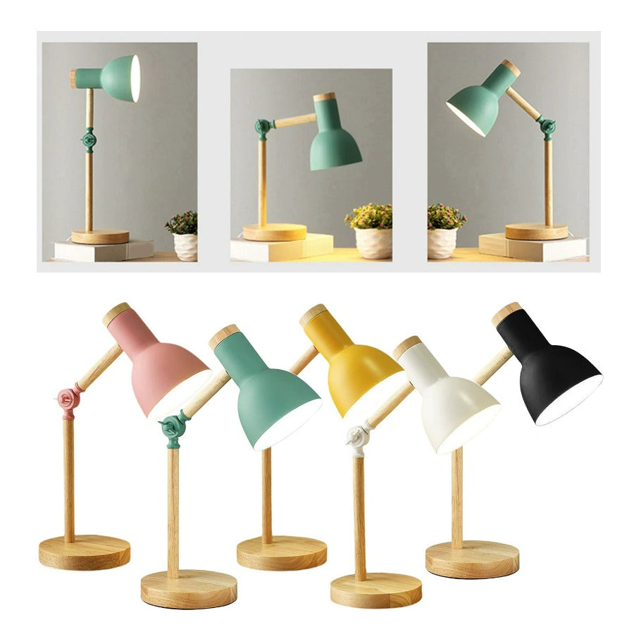 Skanto | Nordivio Skandinavische Tischlampe | Verstellbar & Faltbar | Holz & Metall | Höhe 45 cm