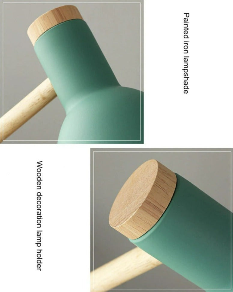 Skanto | Nordivio Skandinavische Tischlampe | Verstellbar & Faltbar | Holz & Metall | Höhe 45 cm
